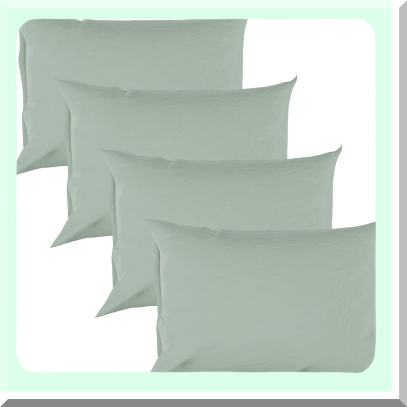 CoolMax Pillowcase Set - Ultra Soft Cooling Pillow Cases - Breathable Viscose Fabric - Queen Size 20x30 - Sage Green - 4 Piece Envelope Pocket