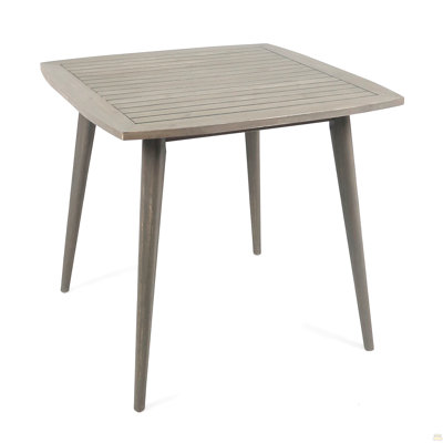 Outdoor Square Acacia Wood Table With Straight Legs, Gray