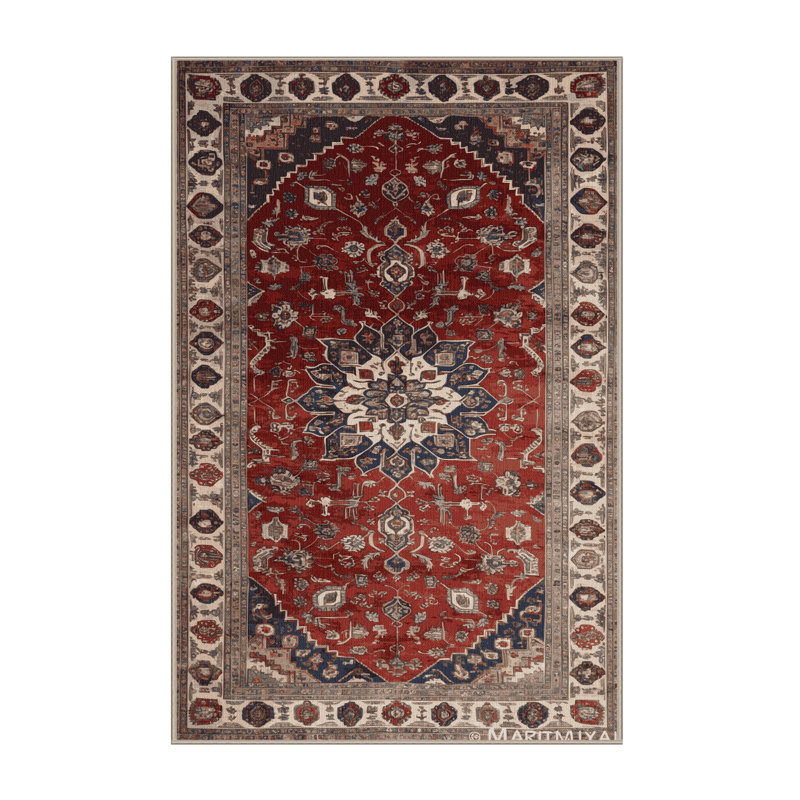 Machine Washable Persian Brown Area Rug, Rectangle 7' x 10'