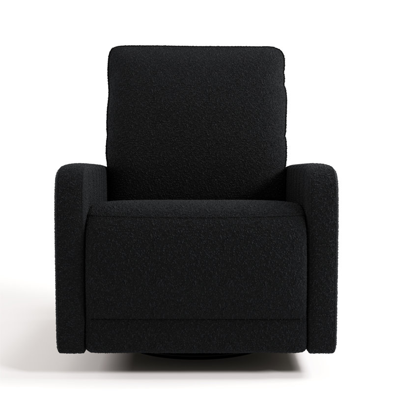 Kyoto Extra-Wide Nursery Power Recliner Swivel Glider with Dual USB Charging, Black Boucle