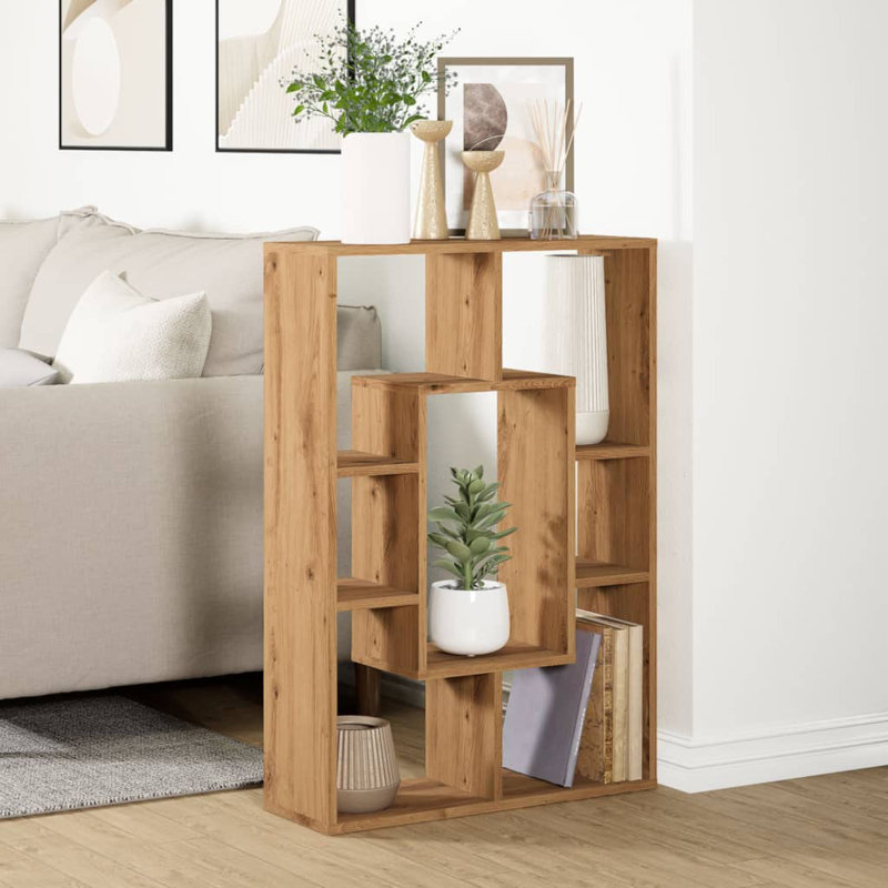 90cm H x 63cm W Geometric Bookcase, Artisan/oak