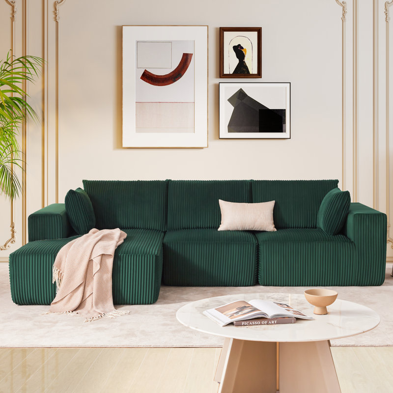 109" Modular Sectional Sofa With Deep Seat Boneless, Cloud Sectional Couch L-Shape For Living Room Bedroom - No Assembly Required