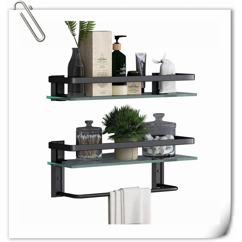 Étagère de rangement murale en verre trempé robuste et résistante à la rouille