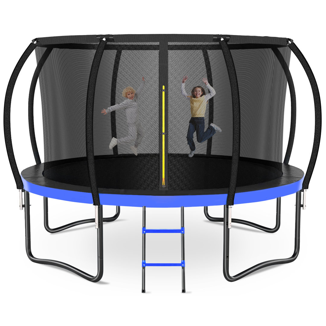 12 FT Outdoor Recreational Trampoline with Safety Enclosure Net and Ladder – Heavy-Duty Frame for Kids and Adults LIZEVINC Pad 