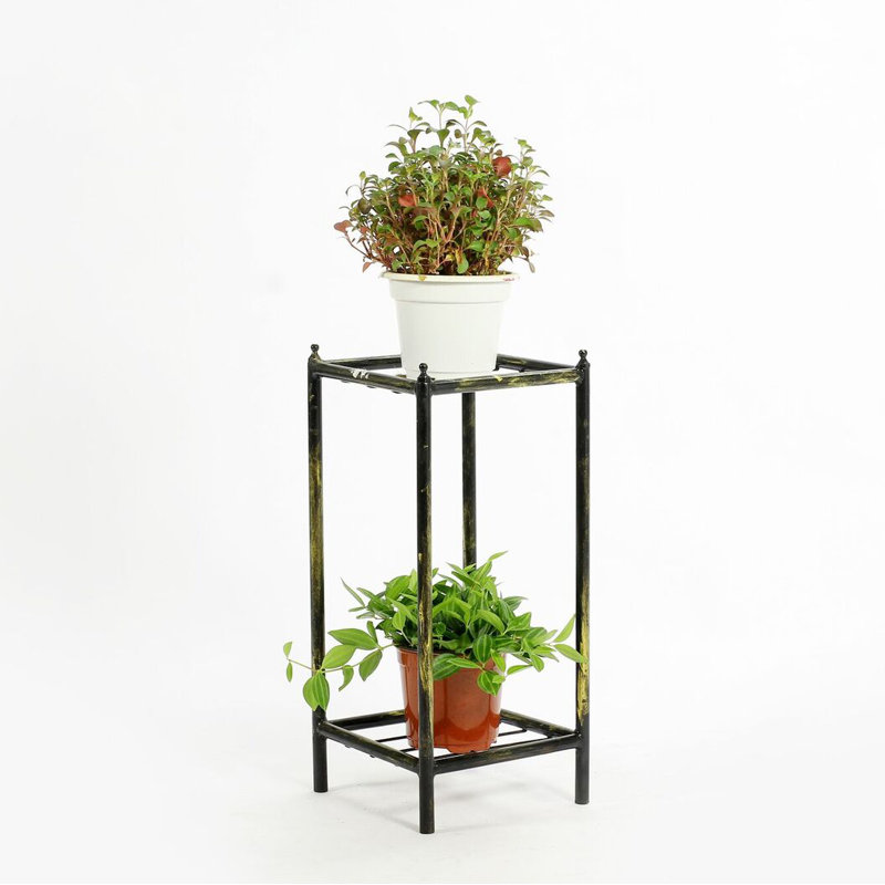 Petit support de plante carré en fonte à 2 niveaux Belicia