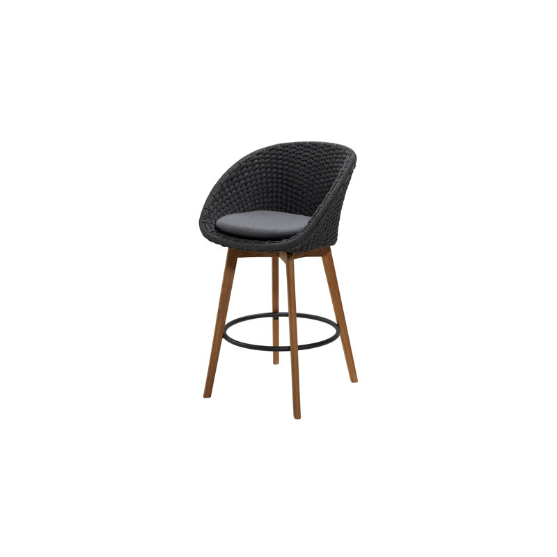 Peacock 29.2" Patio Bar Stool with Cushion, Dark Gray