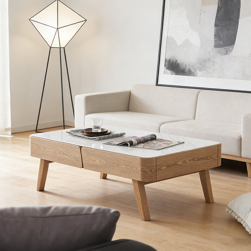 Table basse en bois avec petits appartements, 16,14 po H x 51,18 po L x 27,55 po l
