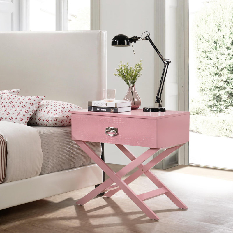 1 - Drawer Nightstand, Pink