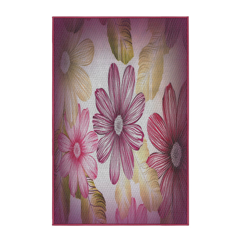 Tapis rose / jaune à motif floral Terez, Rectangle 8 pi x 10 pi