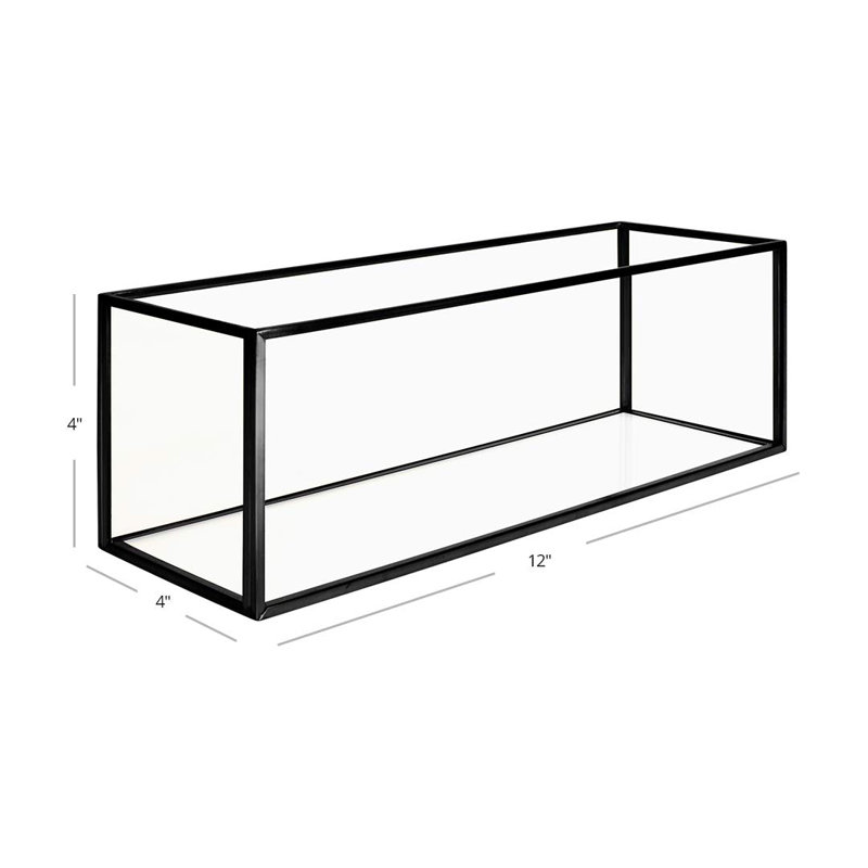 4'' H Glass Tabletop Lantern, 4" H x 12" W x 4" D