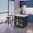 Marble island with telescopic dining table