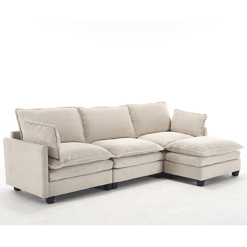 Canapé modulaire surdimensionné, canapé en forme de U, canapé rembourré confortable à 4 places avec 2 repose-pieds