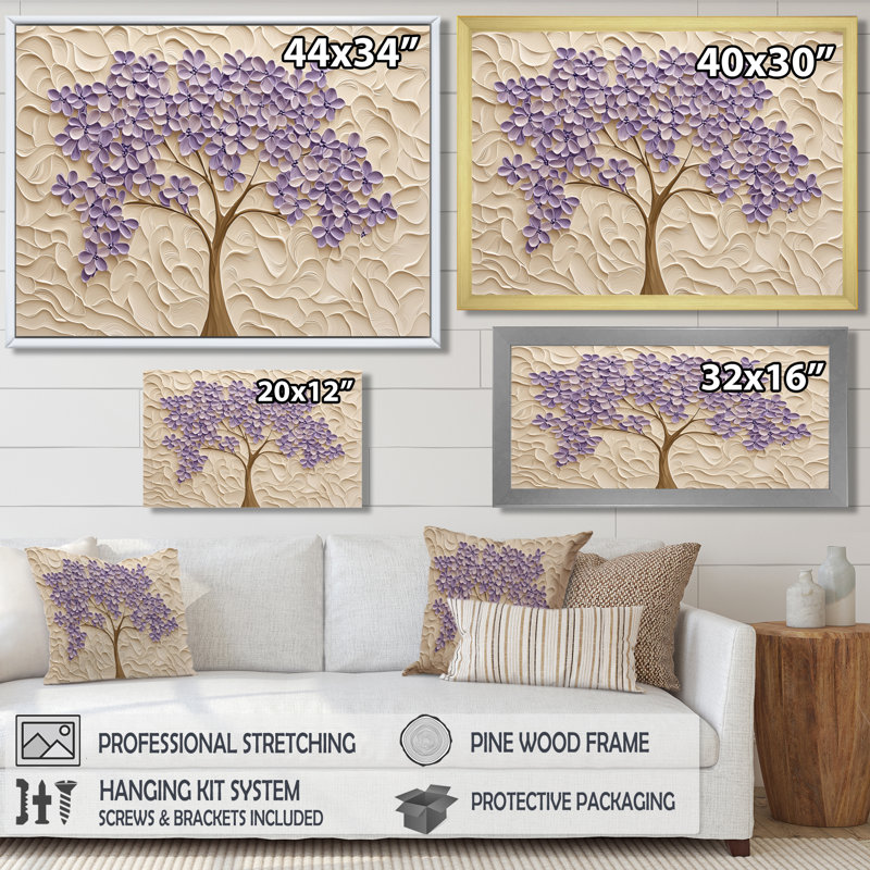 «Purple Jacaranda Tree Dreams I», reproduction sur toile, H 12 po x l 20 po, Noir