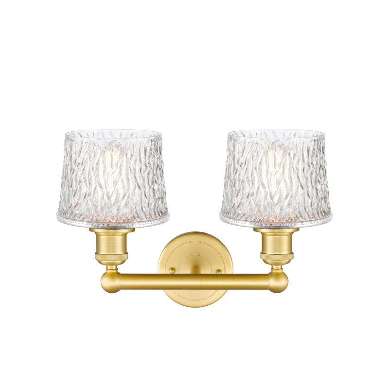 2 - Light Dimmable Vanity Light, Satin Gold, 11" H x 15.5" W x 7.75" D