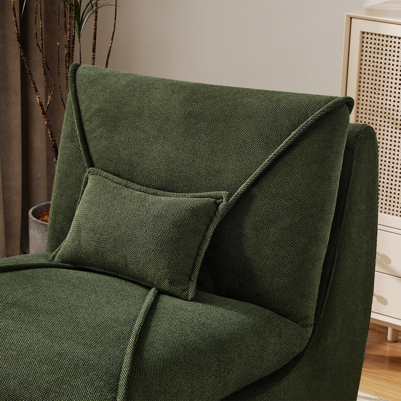 Fauteuil d'appoint rembourré avec repose-pieds Modern, Chenille verte
