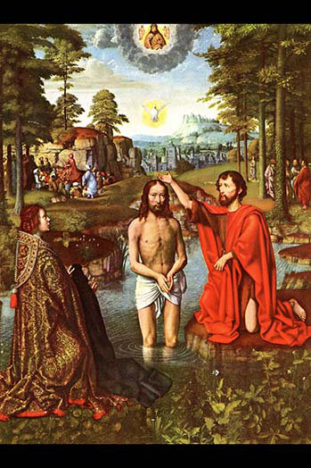 « baptême du christ » par jacques-louis david-impression d’art graphique, H 36 po x l 24 po x P 1,5 po