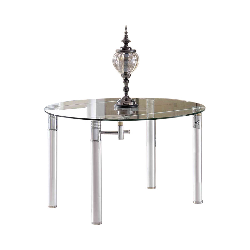 Round Glass Top Metal Base Dining Table