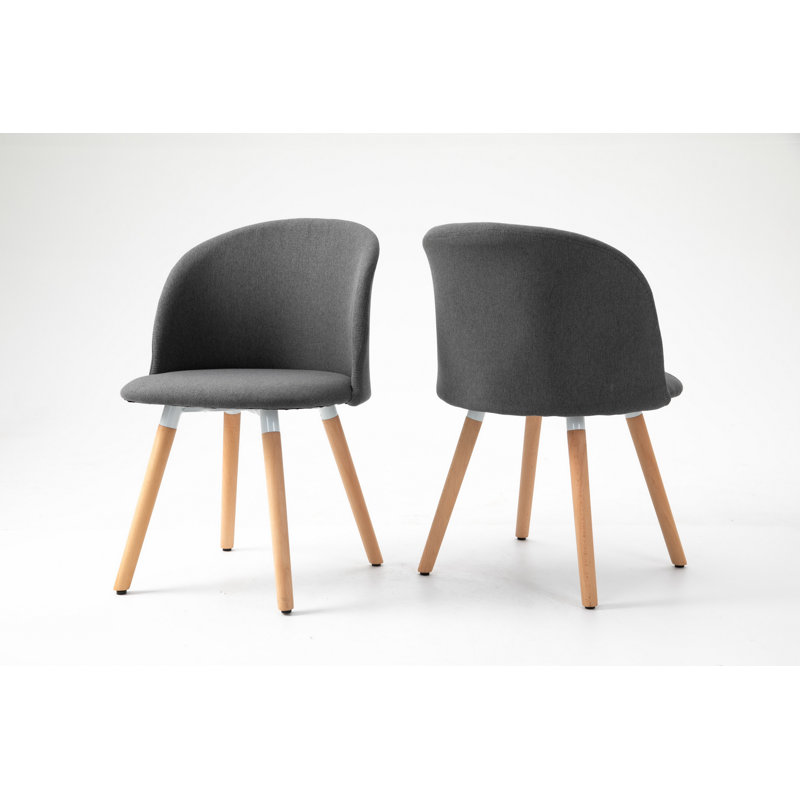 Langdon 41cm H Linen Upholstered Side Chair, Dark Grey