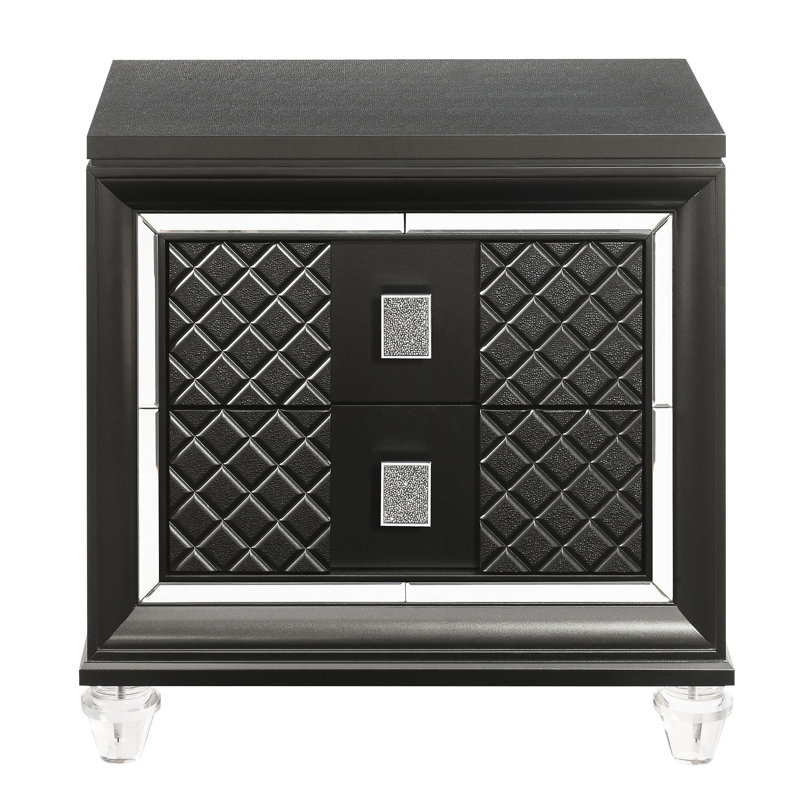 Élégante table de chevet de chambre à coucher en gris métallique avec 2 tiroirs 2 pour une esthétique contemporaine