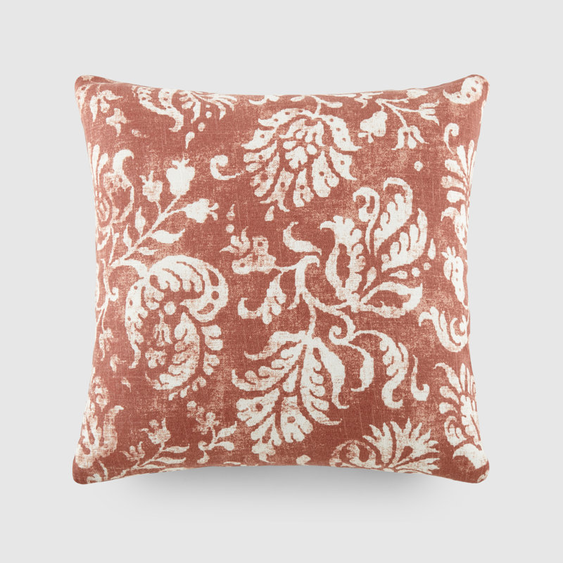 Elegant Rose Cotton Square Throw Pillow with Removable Cover