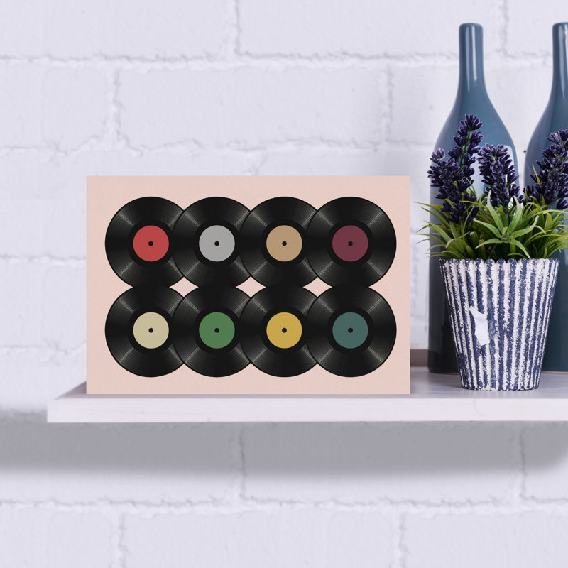 Collection de vinyle coloré, art mural rétro coloré classique, H 12 po x l 18 po