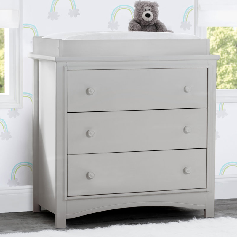 Delta Children Perry 3 Drawer Dresser With Changing Top And Interlocking Drawers, Moonstruck Gray