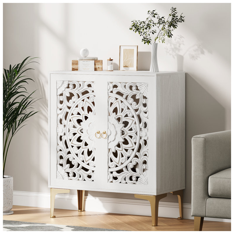White Accent Chest,Accent Cabinet with Doors,Sideboard Buffet Cabinet for Living Room
