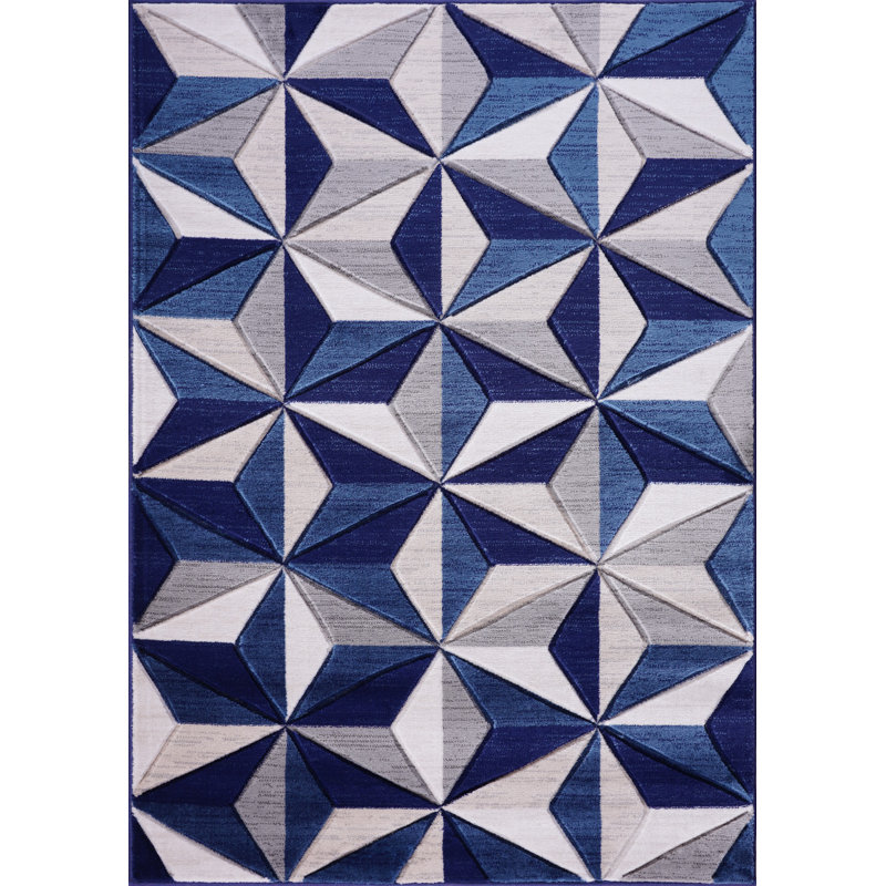 Ivey Geometric Shag Area Rug, Rectangle 80 x 150cm