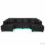 Canapé modulaire moderne en forme de U avec bande lumineuse à DEL RVB et 6 coussins pour le salon spacieux, vert-1209821994