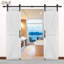 Porte de grange double en MDF avec porte coulissante S&Z TopHand®, dalle de porte de grange solide recouverte d'une surface en PVC imperméable-105318074-105833711