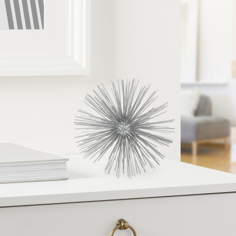 Nova 7" Silver Sputnik Starburst Tabletop Sculpture, Silver, 7" H x 7" W x 7" D