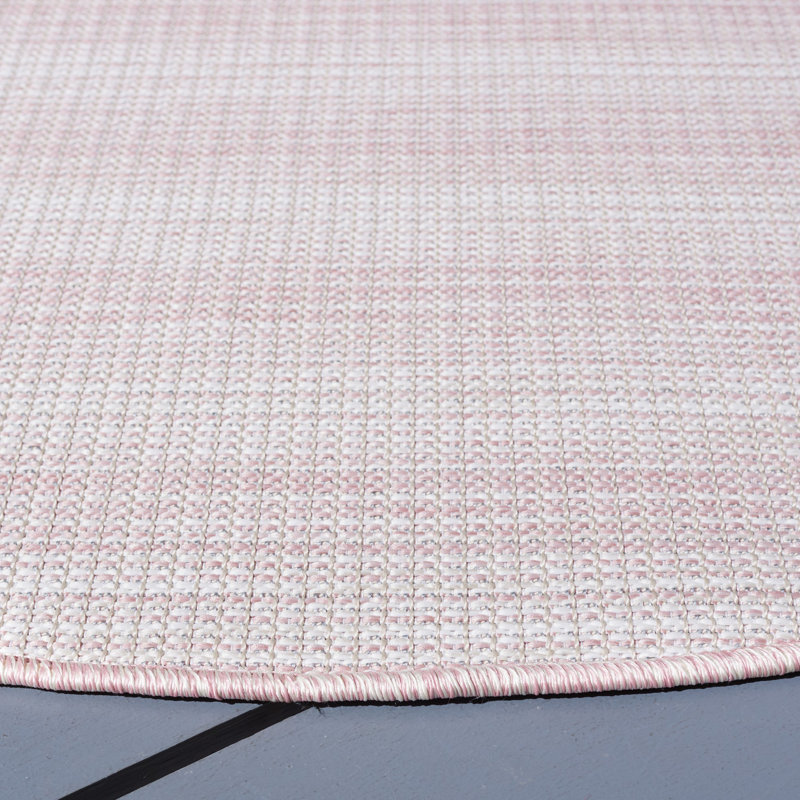 Tapis intérieur / extérieur rose clair Tressler, Rond 6 pi 5 po