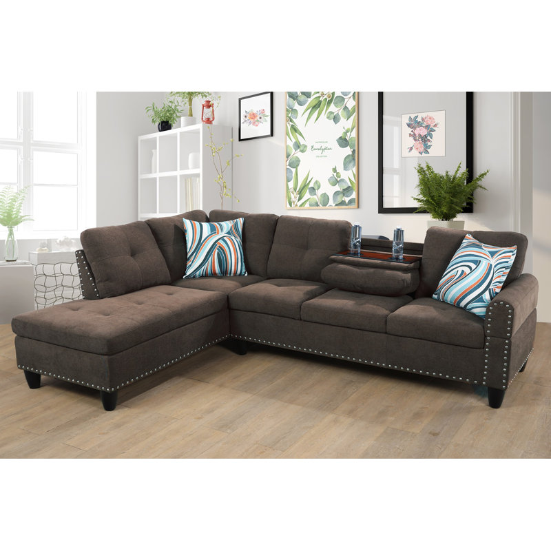96" Wide 2 Piece Upholstered Sectional, Left Hand Facing