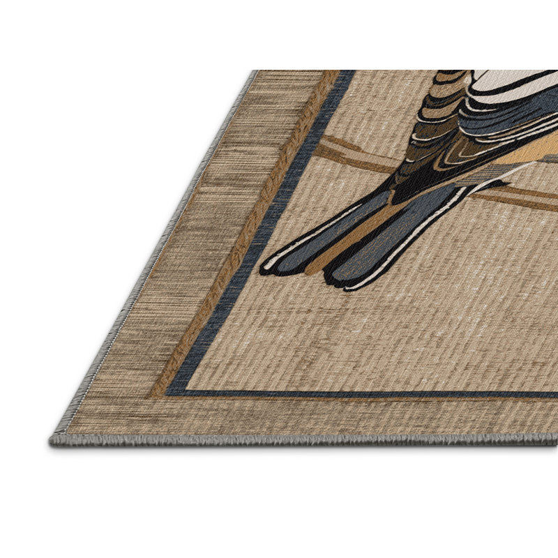 Washable Pale breasted Thrush Birds Area Rug, Rectangle 7' x 9'