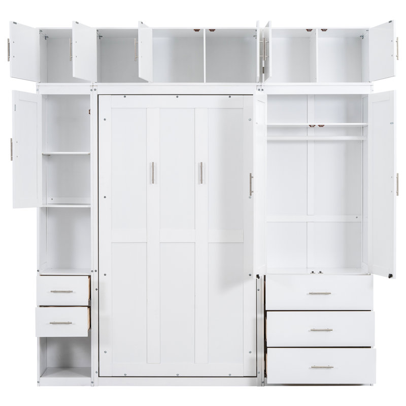 Lit simple avec placards et casiers - Option de chambre peu encombrante avec tiroir blanc