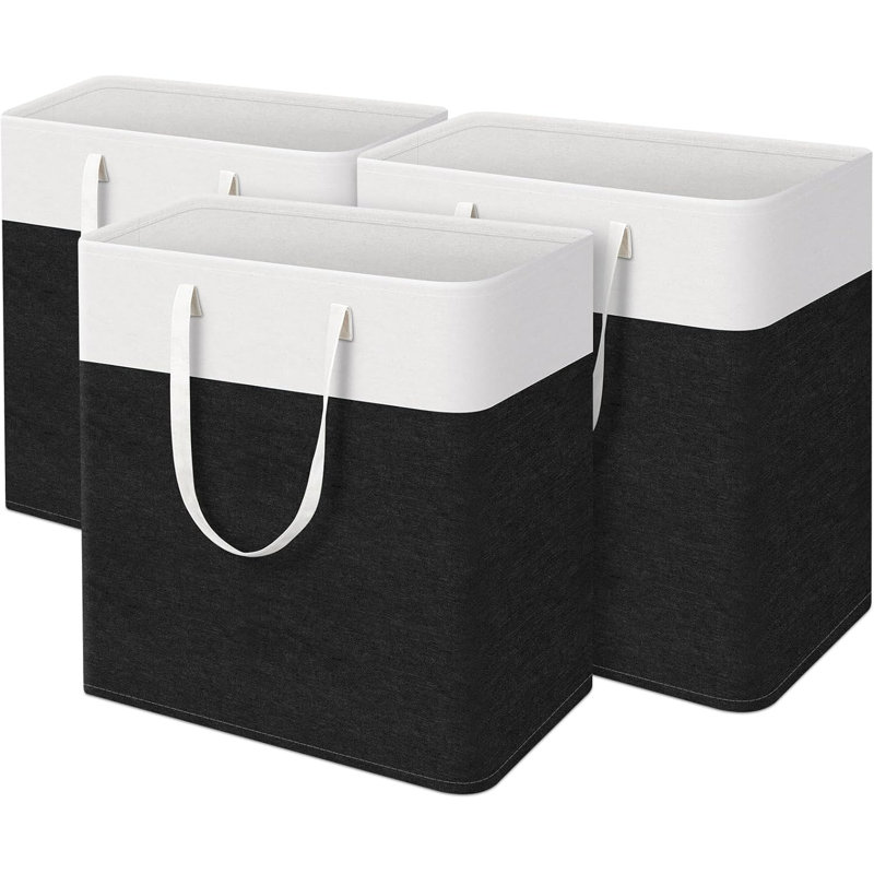 3-Pack Laundry Basket Set With Handles, Collapsible And Waterproof Hamper For Dirty Clothes, Towel Storage For Home Or Dorm, Sturdy And Durable Design