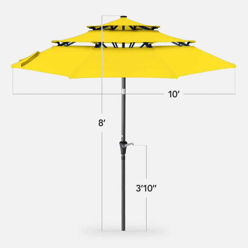 Parasol de patio à 3 niveaux, Yellow