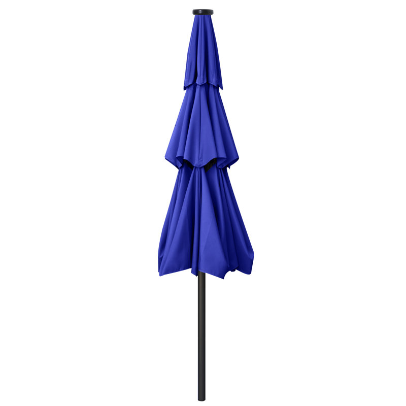 Parasol de marché éclairé Caerphilly, Bleu, 106.3" W x  106.3" D
