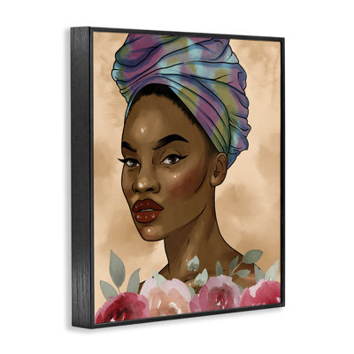 Stupell Industries Exhilarating Beauty Female Portrait Giclee Art, Design By Marcus Prime In Midnight Black Framed Giclee