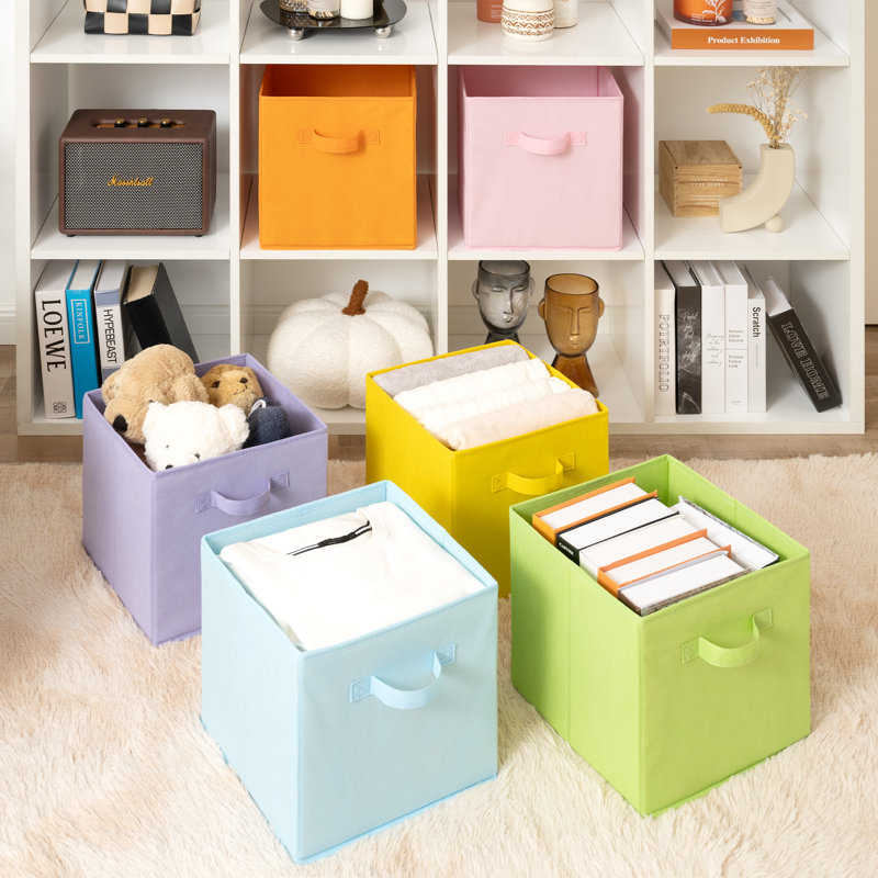 Ensemble de 6 cubes de rangement en tissu, H 11 po x l 11 po x P 11 po, Multi-couleur