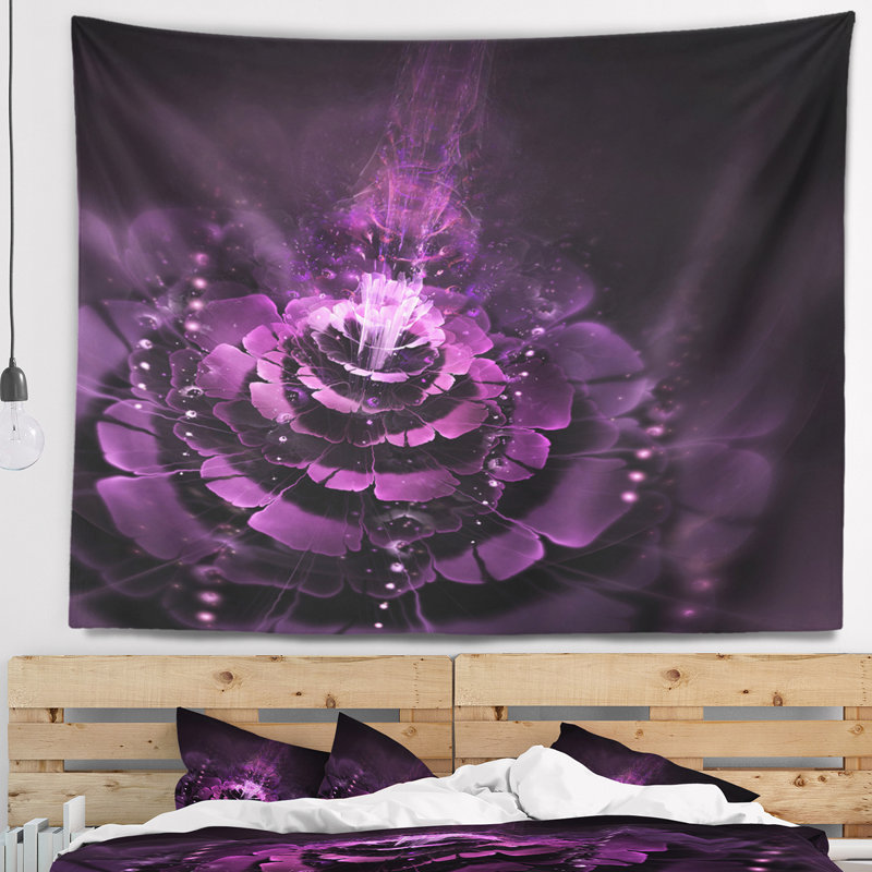 Tapisserie à fleurs fractales rose foncé Abstract, H 50 po x l 60 po