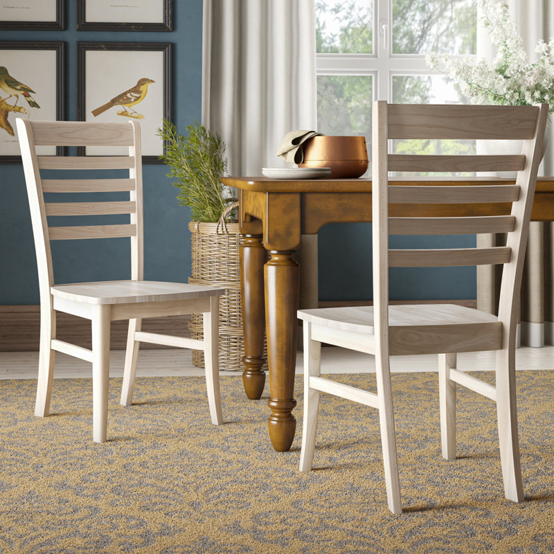 Sardinia Solid Wood Ladder Back Side Chair, Unfinished