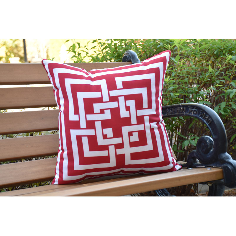 Nantucket Geometric Outdoor Reversible Throw Pillow, Red, 20" x 20"
