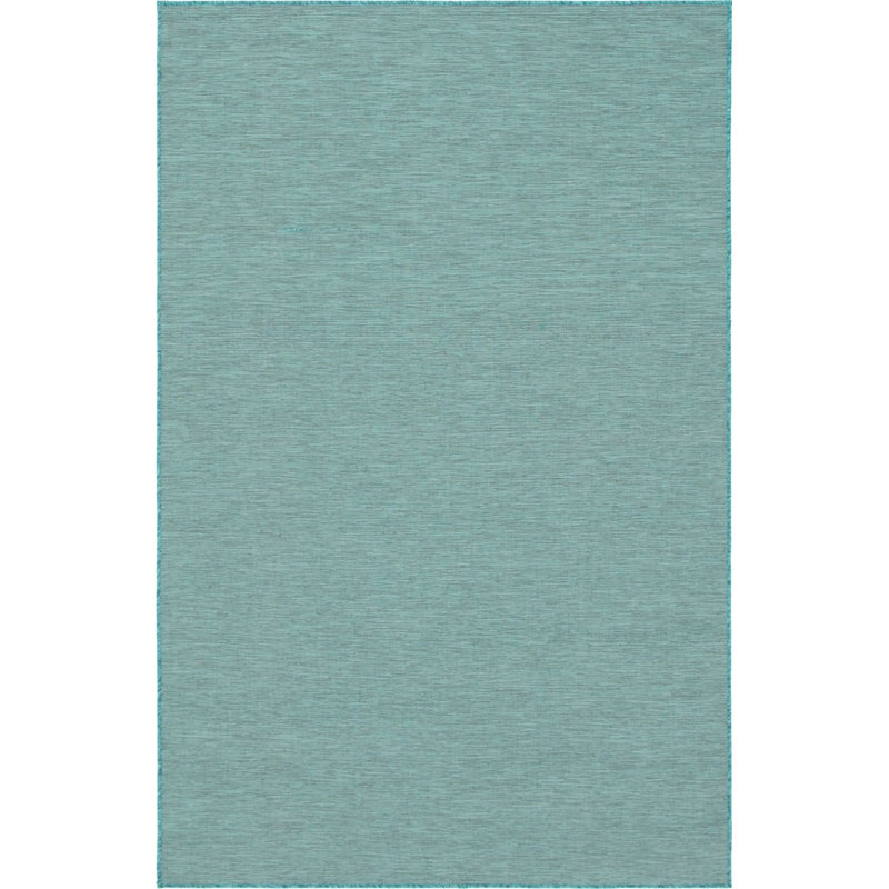 Outdoor Garden Variety Area Rug Aqua Color, Rectangle 6'3" x 9'