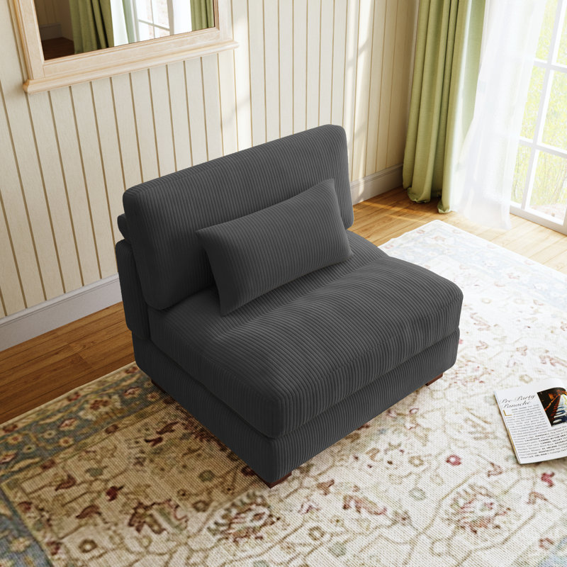 Maelina 96.5Cm Wide Armless, Grey Corduroy