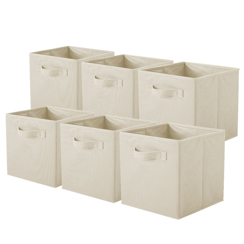Cube de rangement en tissu pliable, Beige