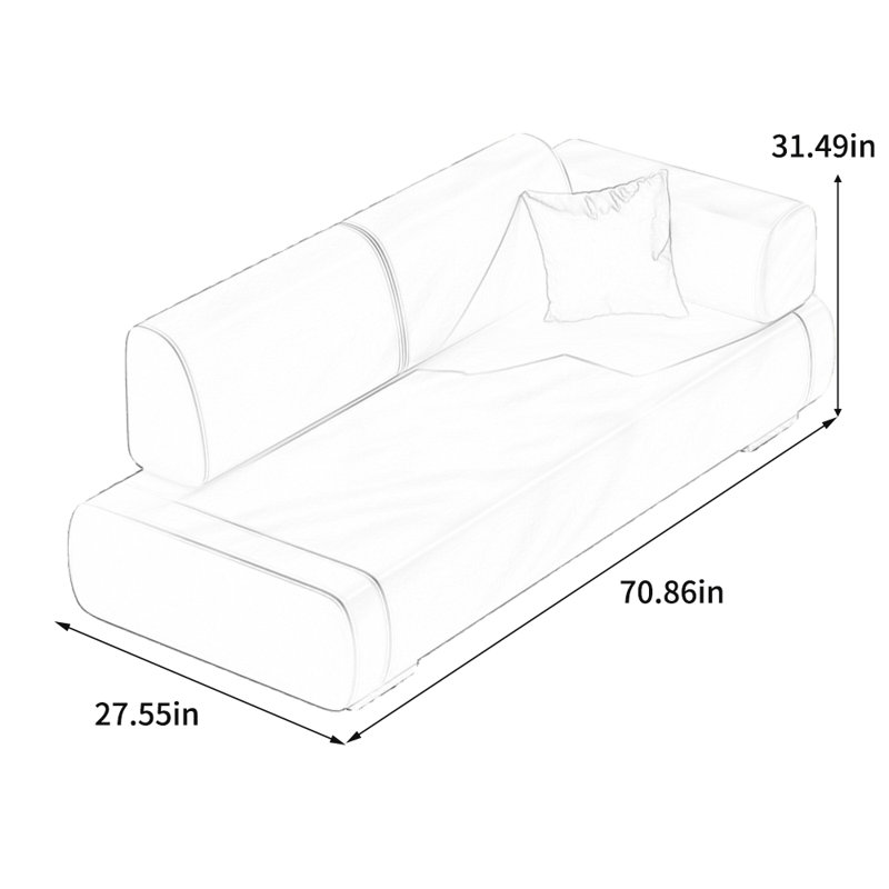 Chaise longue en similicuir de style moderne, Orange, Orienté à droite