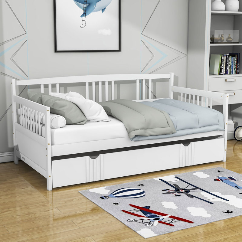 Eolia Wood Daybed With Trundle, White, Twin