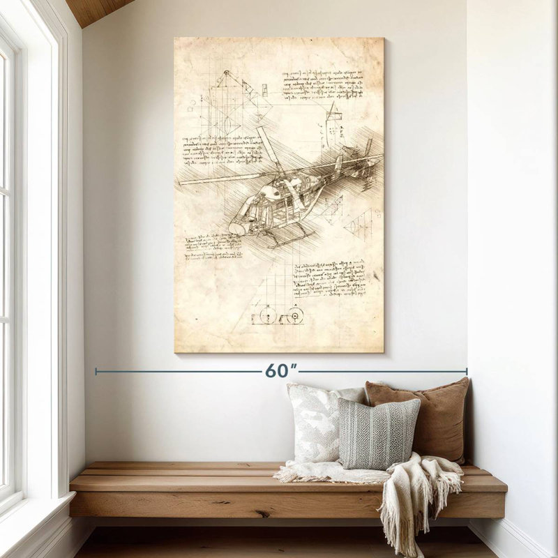 Mehar Helicopter Blueprint, 51" H x 34" W