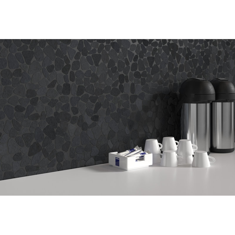 Rivera Pebbles™ Sized Natural Stone Pebble Tile, Black
